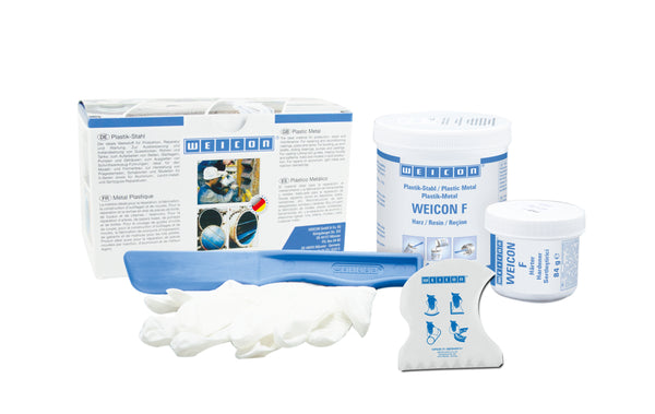 WEICON F żywica epoksydowa, pasta, kolor aluminium metaliczny, antymagnetyczny